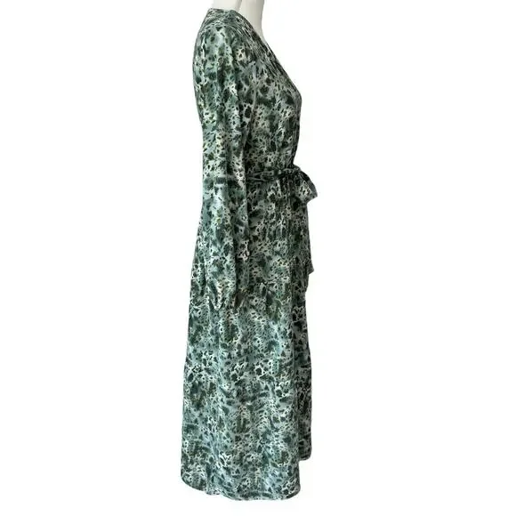 Maxi Dress Womens M Green Animal Print Flowy Country Cottage Boho Resort - Picture 3 of 10